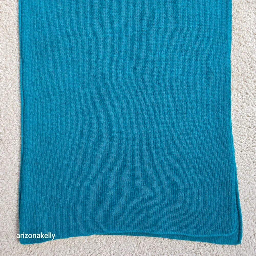 NWOT Portolano Cashmere Knit Teal Blue Scarf - Picture 6 of 9